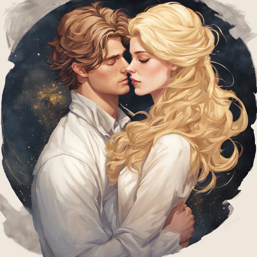 Romantic Embrace in Light and Darkness: Fantasy Concept Art