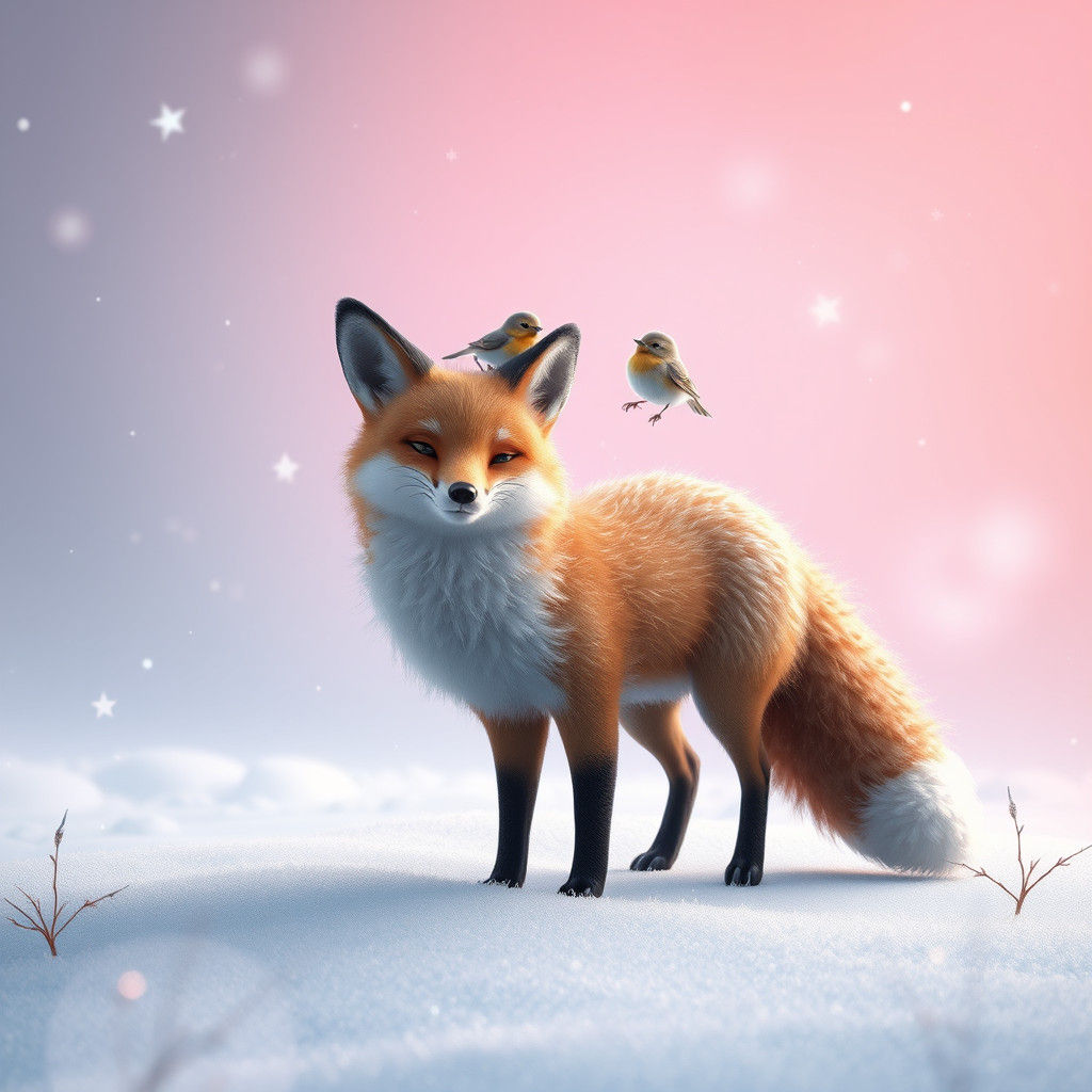 Fox in Winter Wonderland: A 3D Digital Artwork