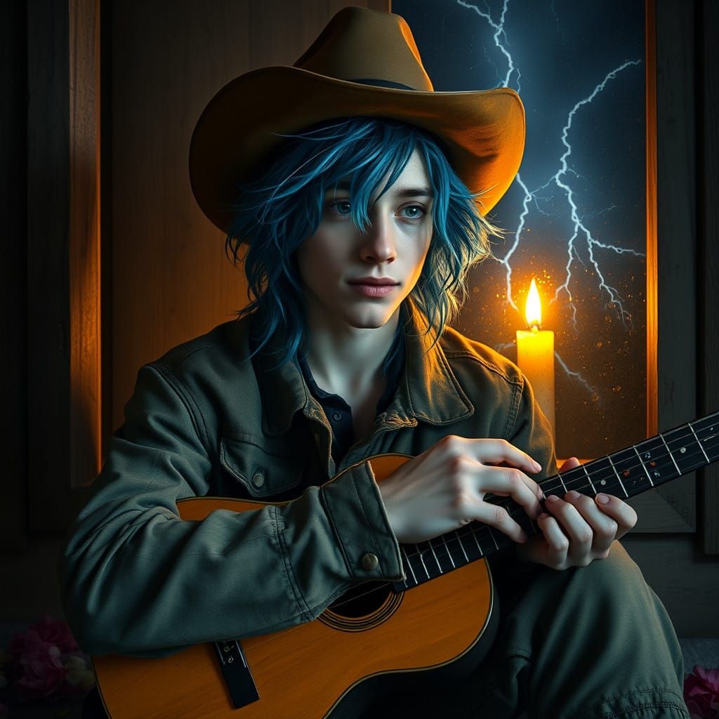 Soulful Cowboy Serenade Amidst Stormy Nights