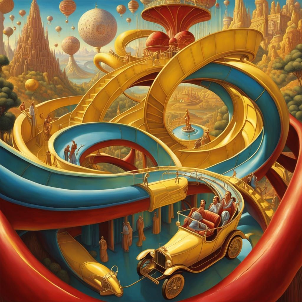 Surreal amusement park ride