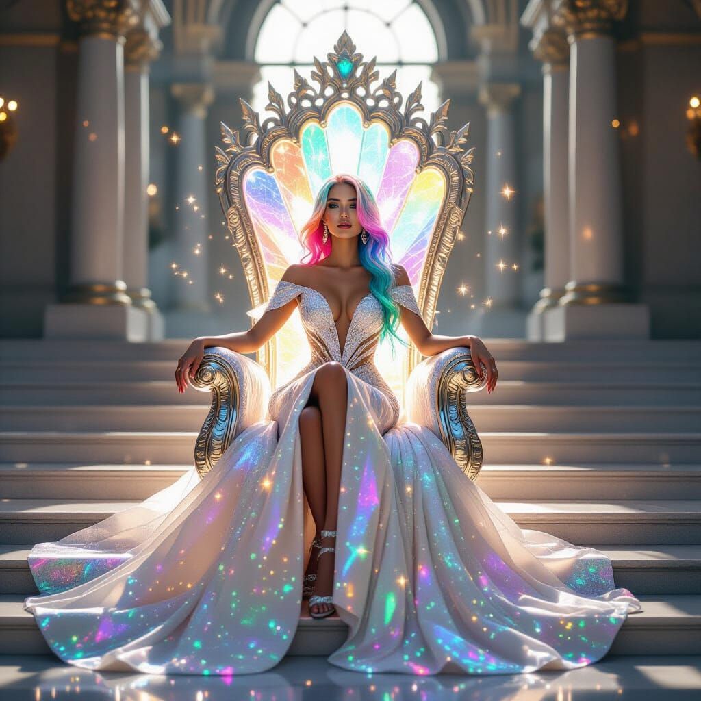 Seated on a massive diamond cut into a throne, she reigns in...