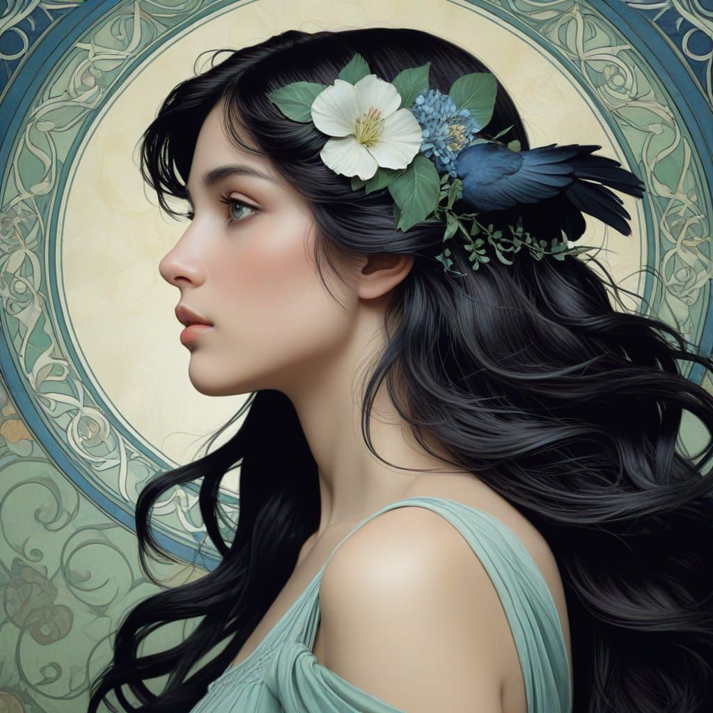 Art Nouveau Portrait of Aphrodite in Painterly Style