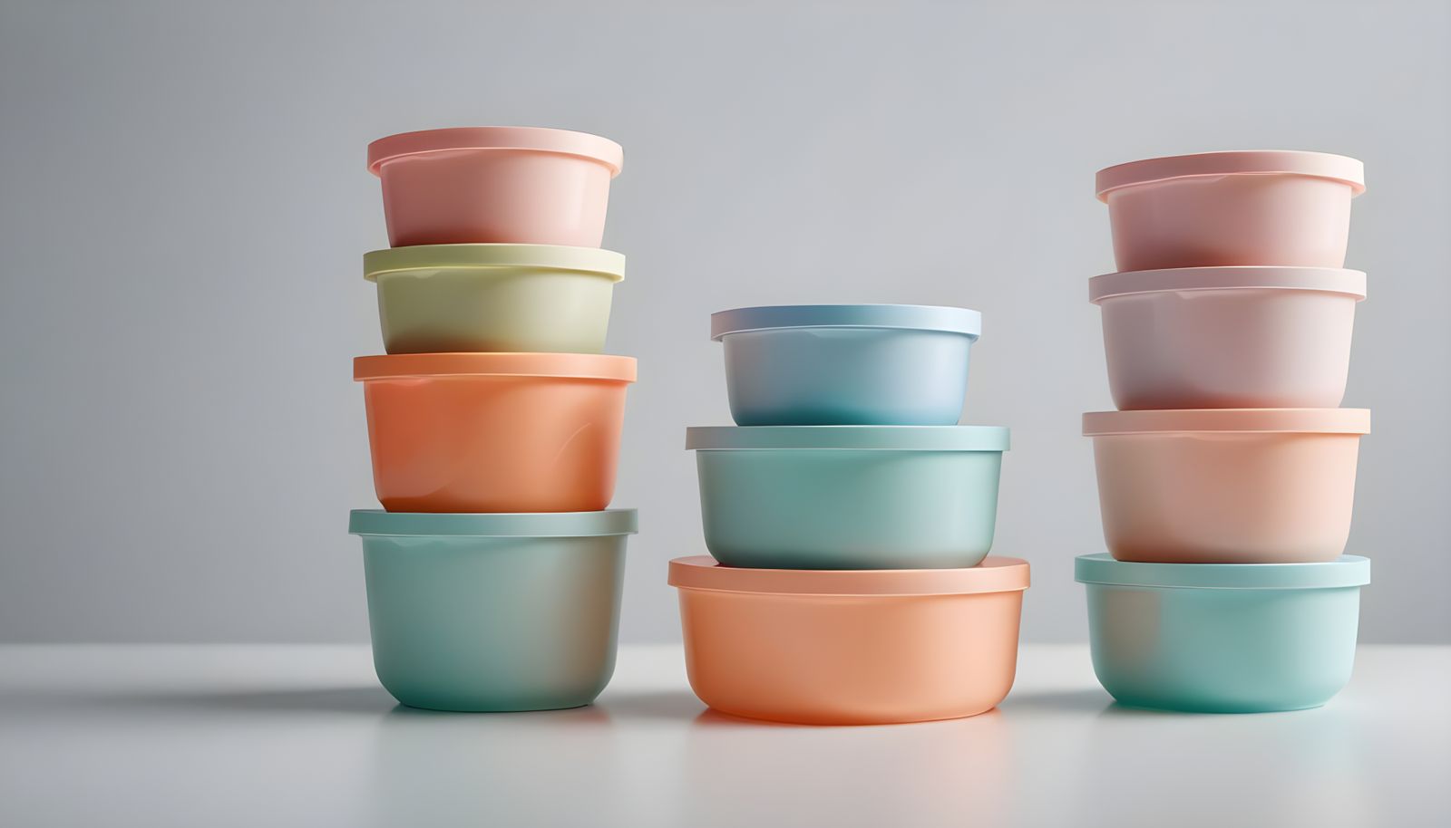 Organized Food Storage Containers on White Background