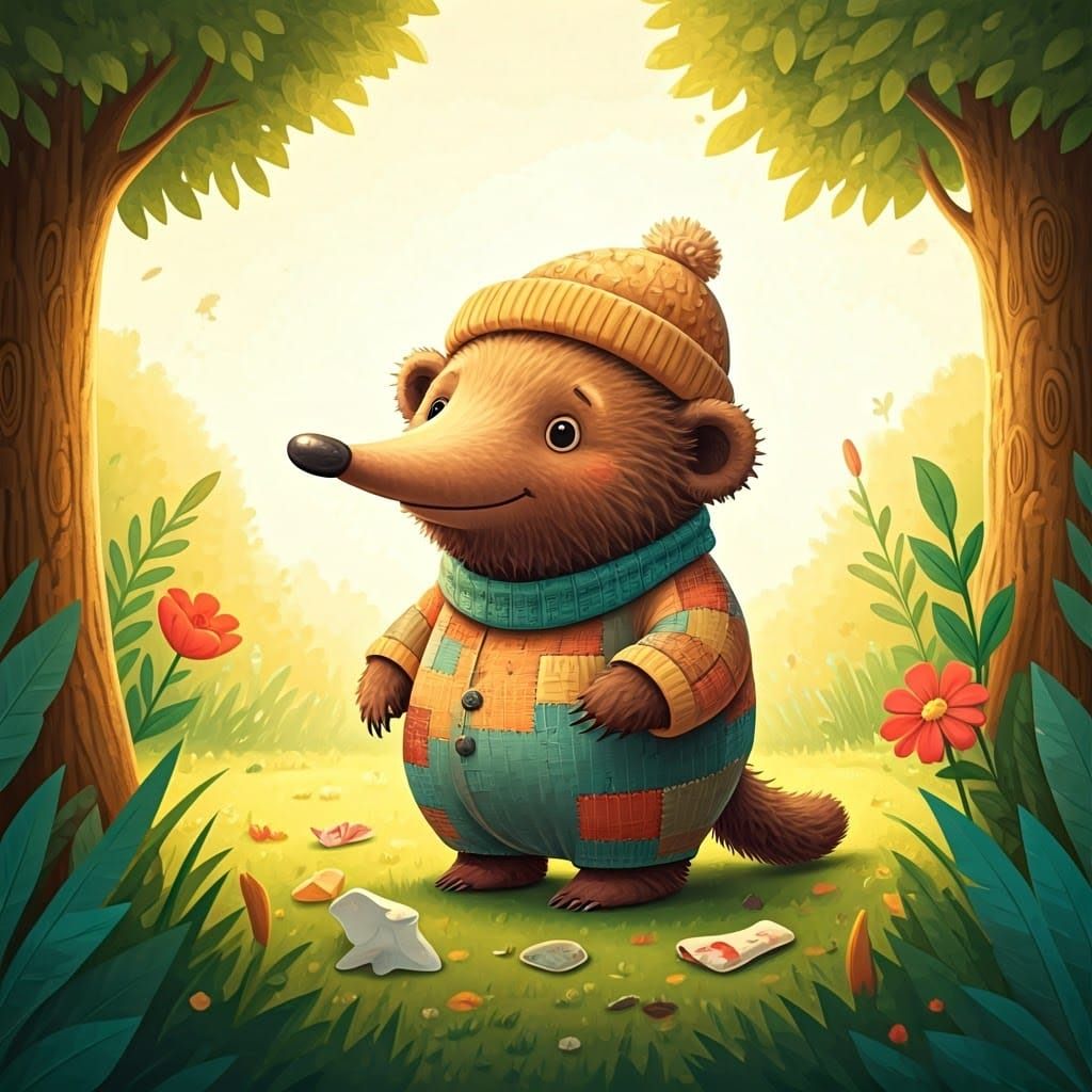 Whimsical Womble in Lush Park, Spreading Eco-Friendliness