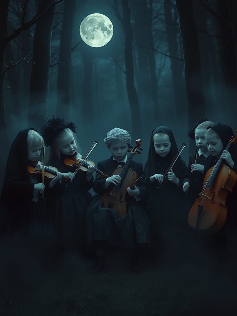 Gothic Children's Orchestra in Moonlit Forest