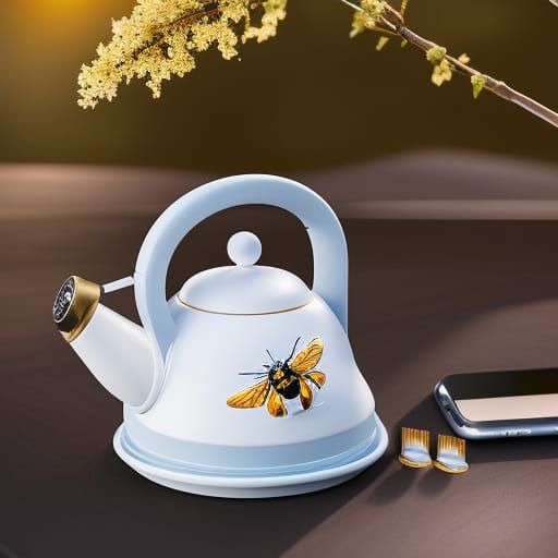 Bee Tea Kettle in Detailed Matte Painting