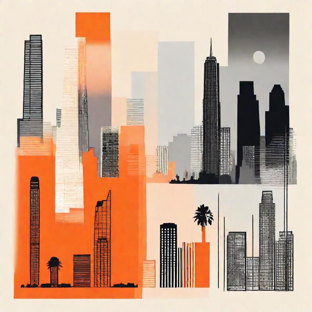 Los Angeles Landmarks: Minimalist Abstract Collage