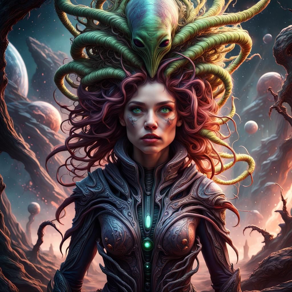 Cosmic Horror Female Hero with Tendril Hair