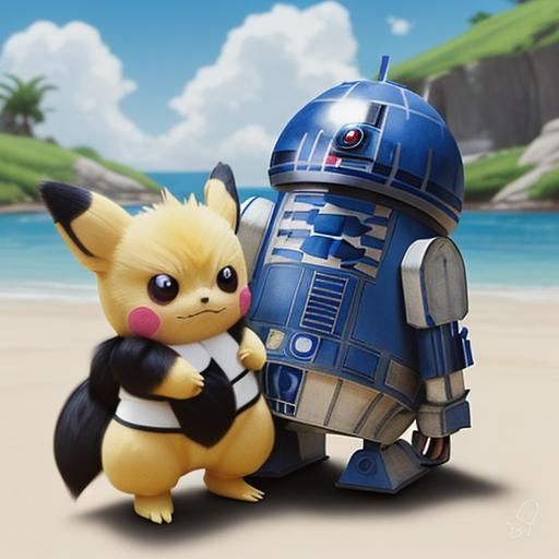 Pichu Hugs R2-D2 on Sunny Day