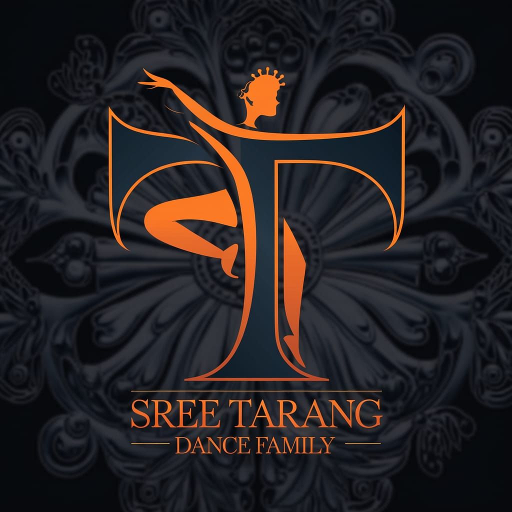 Dancer Logo with Unique Design in Dark Blue and Orange