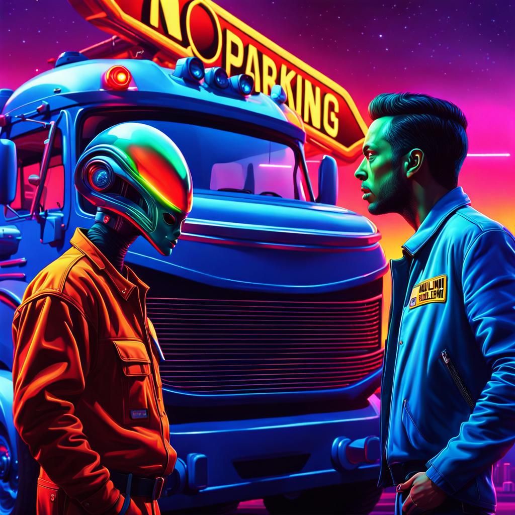 Alien Confrontation in Neon City