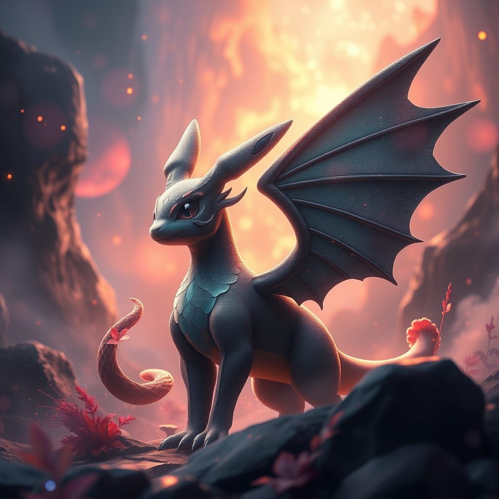 Ethereal Pokémon Hero in Dreamlike Fantasy Realm