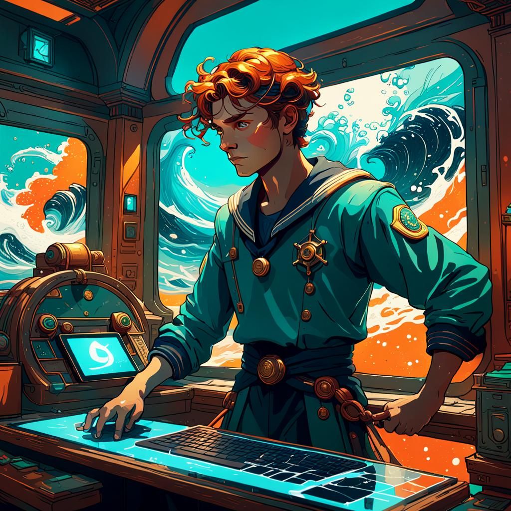 Sailor's Internet Wait: Hyperdetailed Concept Art