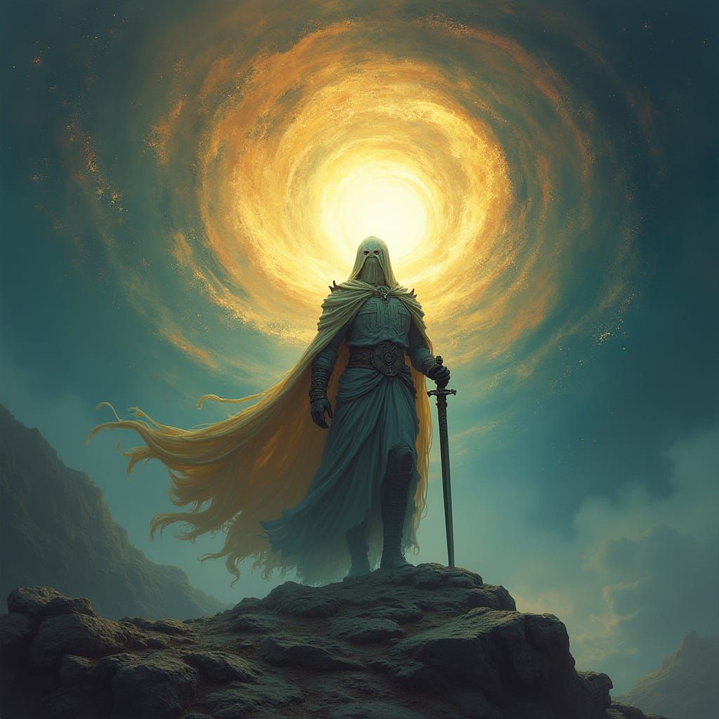 Ethereal Warrior in Divine Vortex