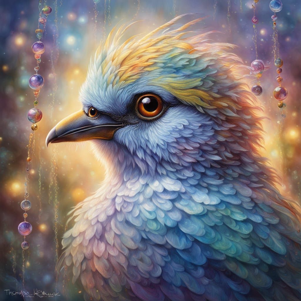 Ethereal Bird in Golden Light, Misty Atmosphere