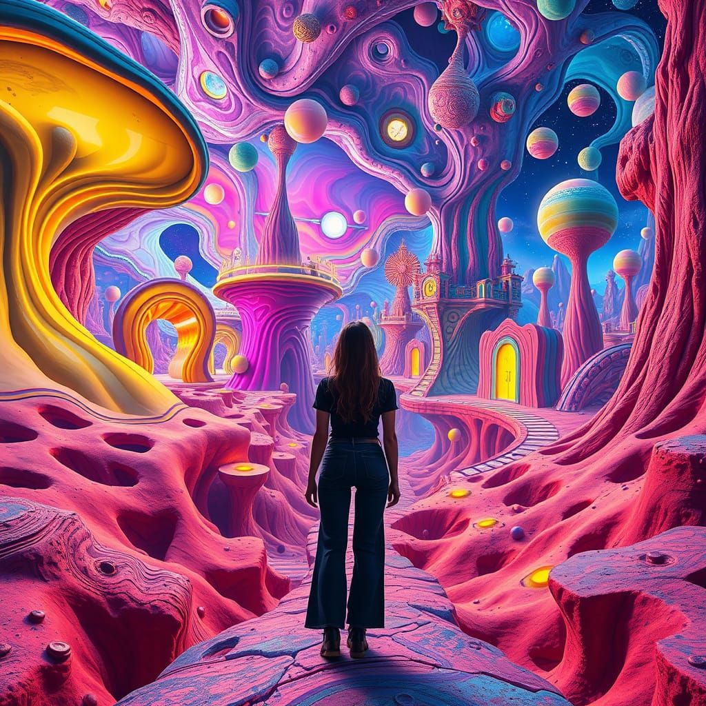 Surreal Dreamscape with Vibrant Colors and Architecture