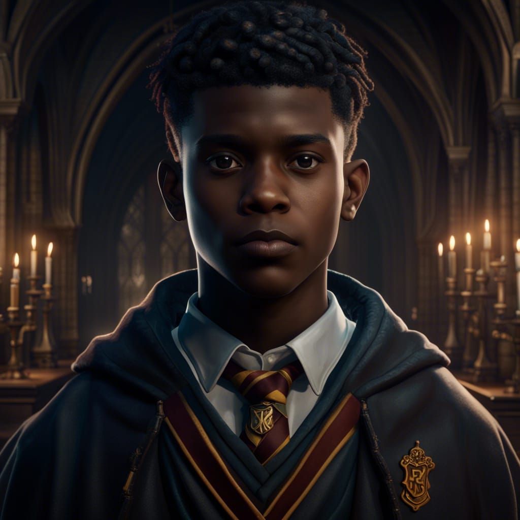 Confident Hogwarts Boy: Detailed Fantasy Portrait