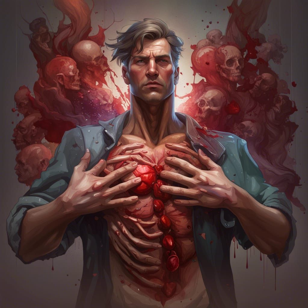 Hyperdetailed Portrait of a Split Open Torso