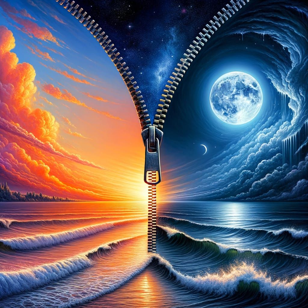 Surreal Zipper Between Day and Night