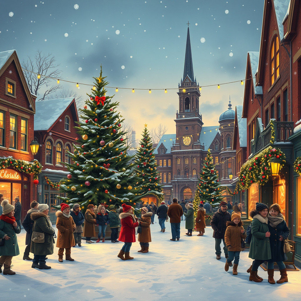 Nostalgic Winter Wonderland Scene at Dusk