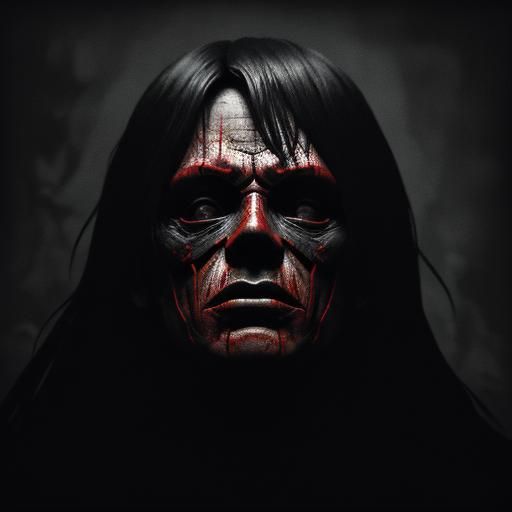 Brutalist Portrait of Screaming Blindfolded Figure