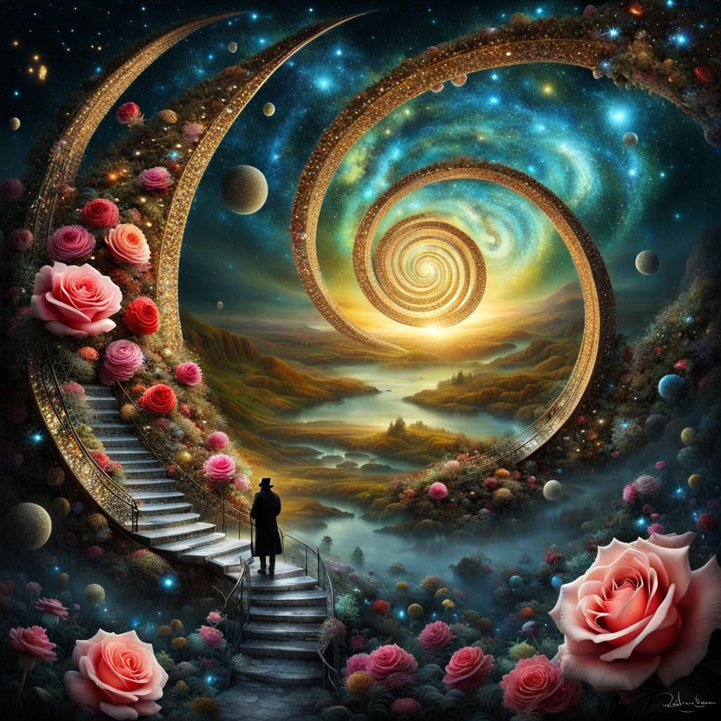 Surreal Staircases Open Galaxy Portal in 3D Liquid Art