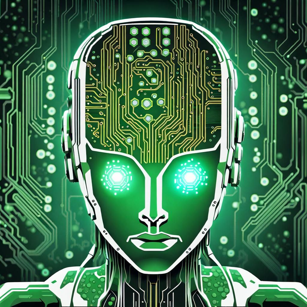 Futuristic Cyborg AI Bot with Neural Networks