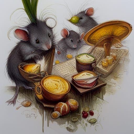 Mice at the Weekly Market: Detailed Illustration