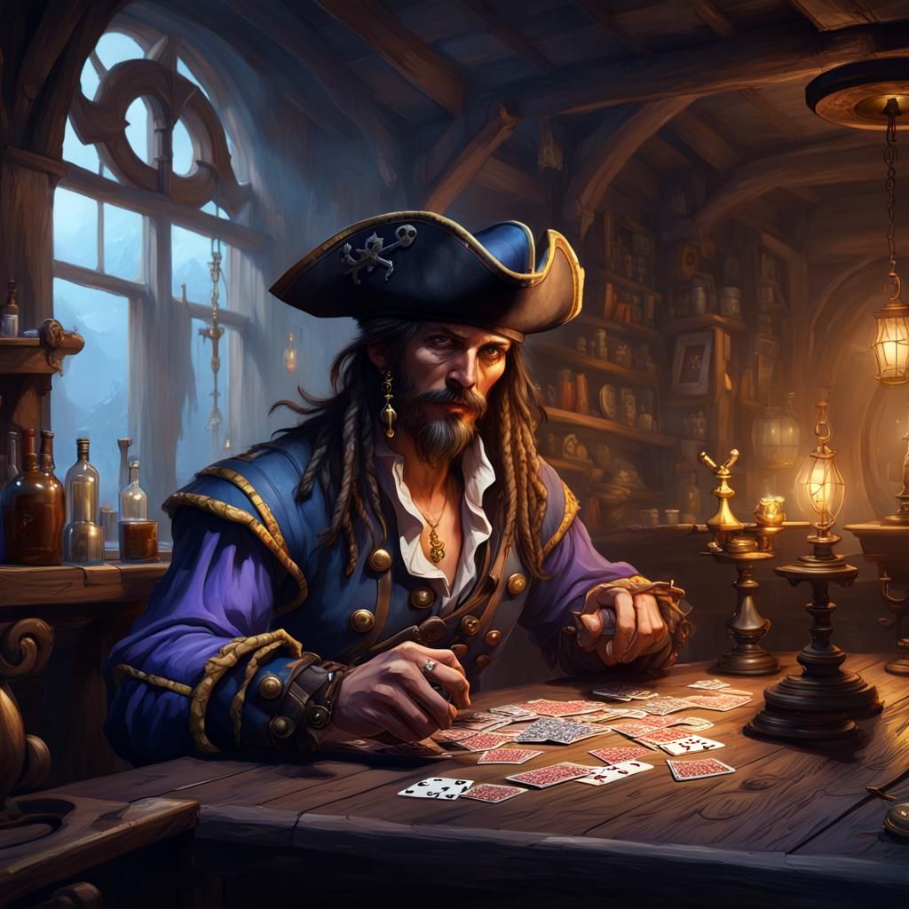 Pirate Card Game in Dark Fantasy Tavern