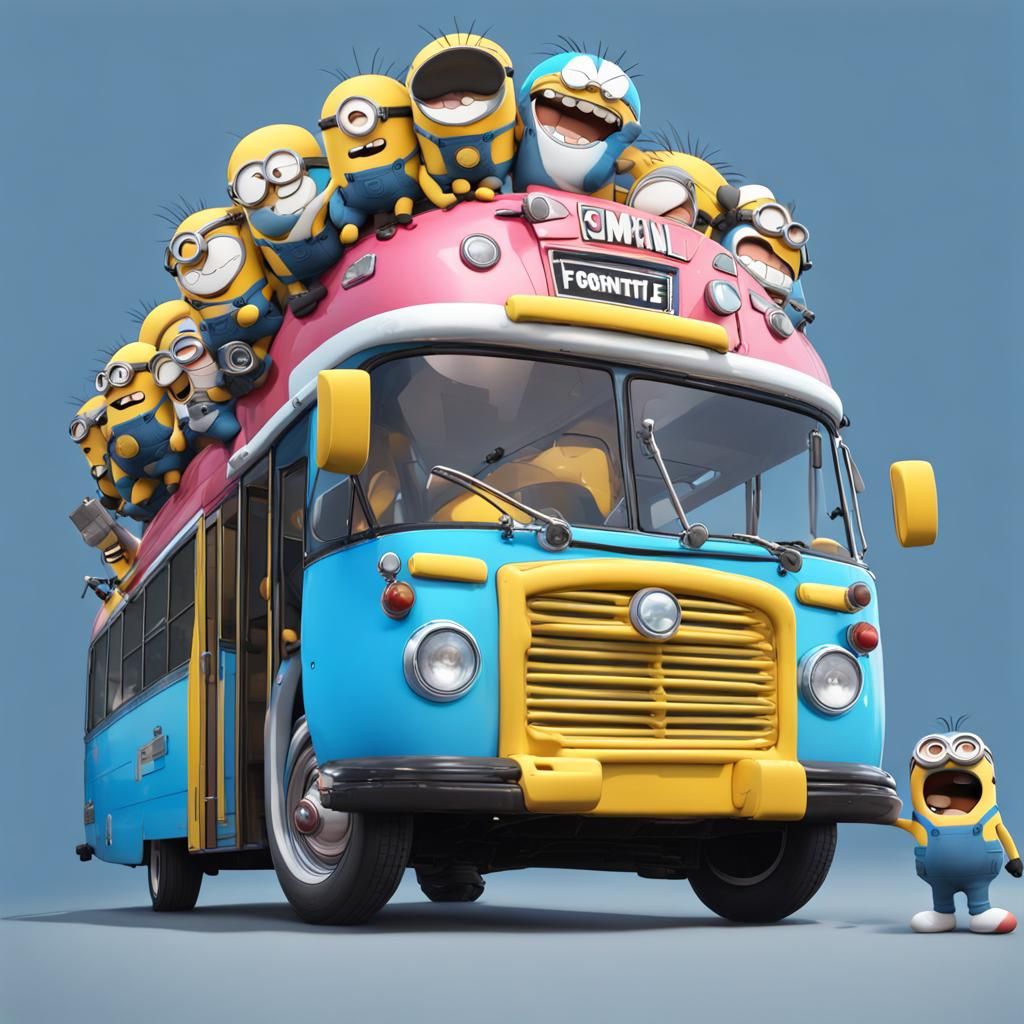 Doraemon and Minion Drive Fortnite Bus
