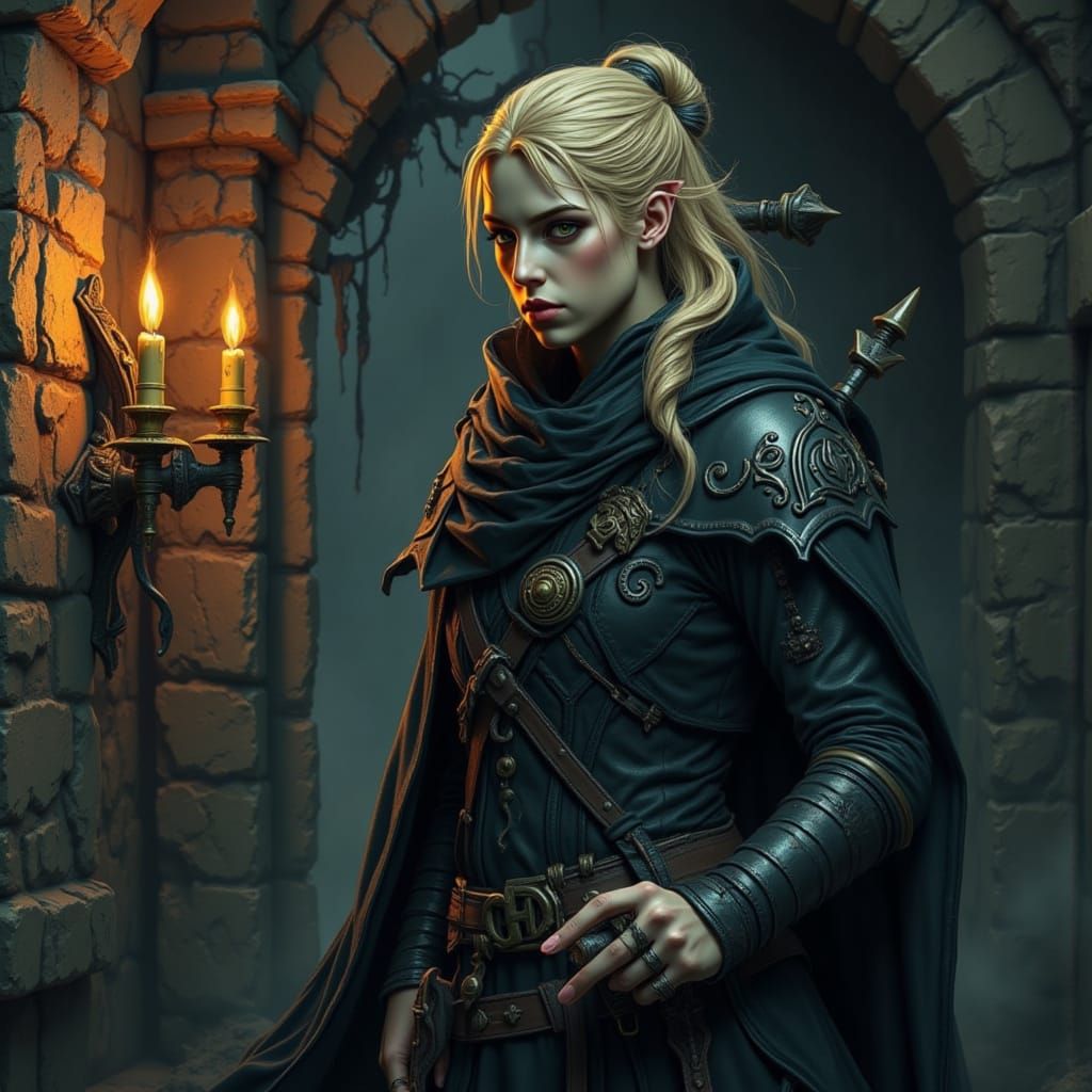 Blonde Mage Assassin Lurking in Catacombs