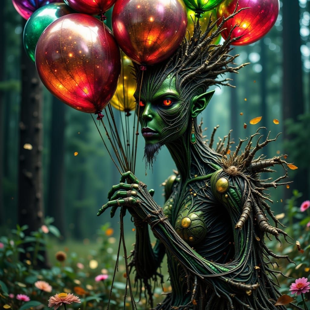 Treebeard Holding Gemstone Balloons in Andor Forest