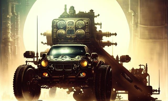 Steampunk Vehicle in Detailed Digital Painting