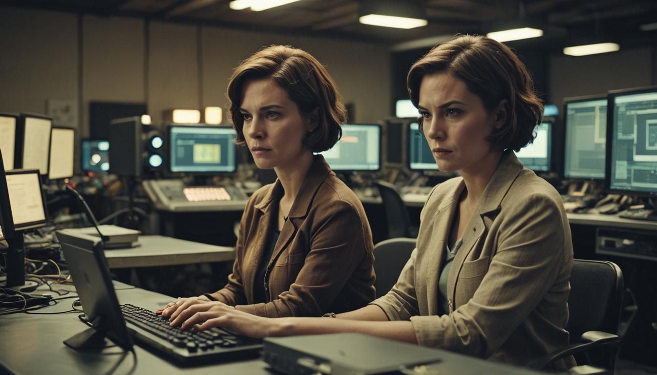 Cinematic Film Still of Woman in VFX Studio