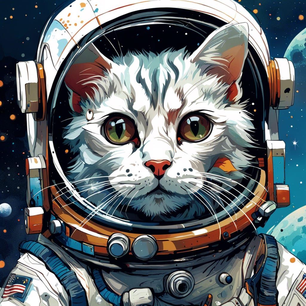Astronaut Cat in Space: Digital Art Masterpiece