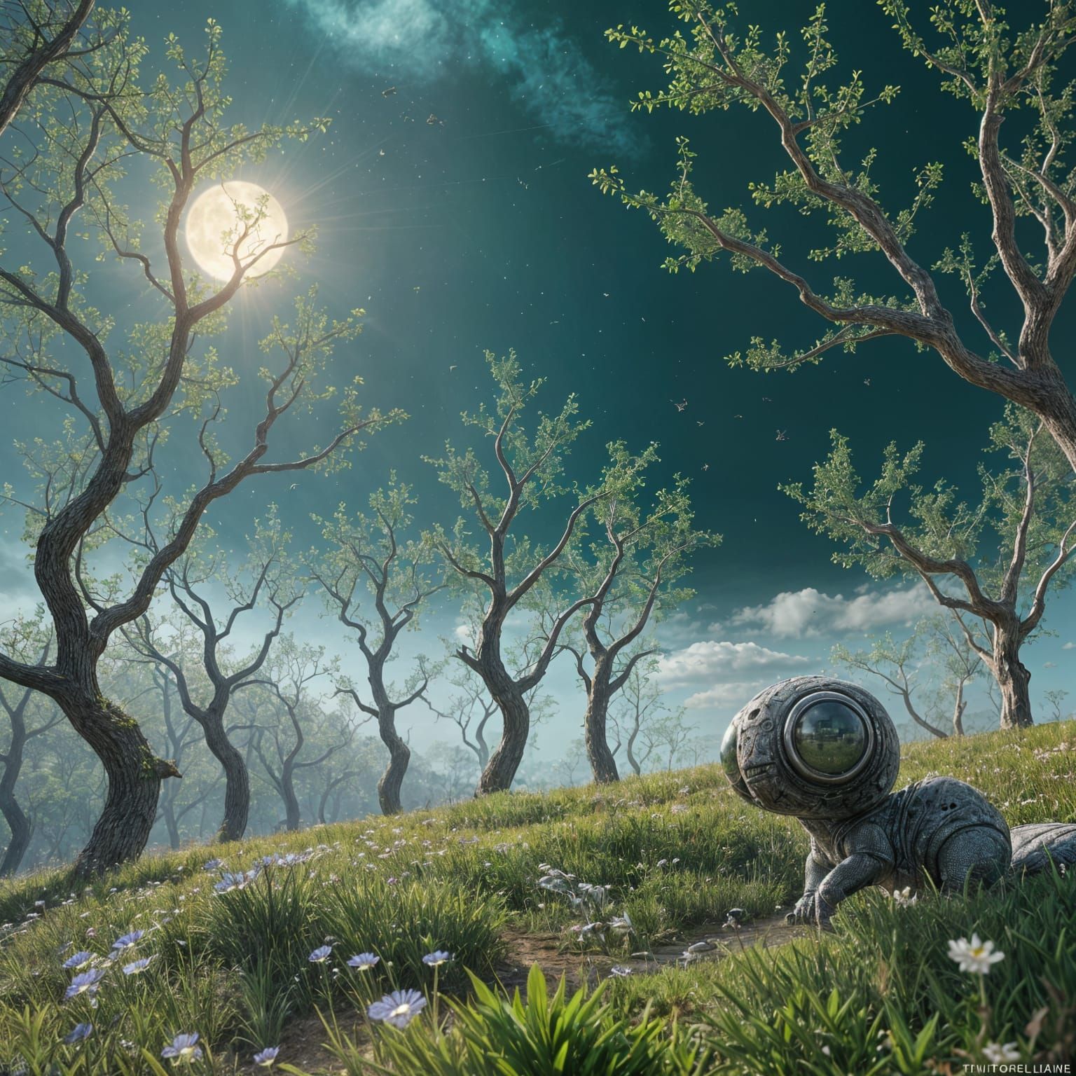 Silver and Emerald Planet Teeming with Life