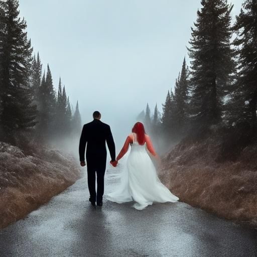 Enchanted Couple Stroll Through a Flaming Forest