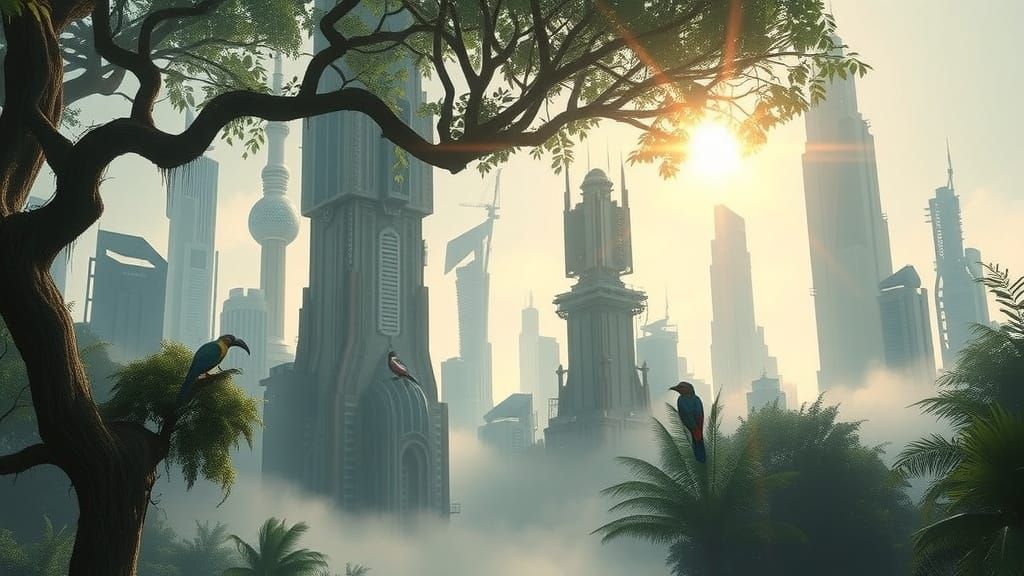 Futuristic City Reclaimed by Nature