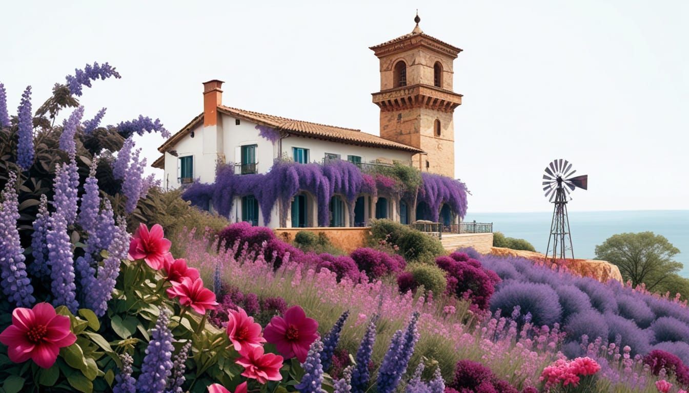 Majestic Mediterranean Villa Amidst Lavender Bloomed Paradis...