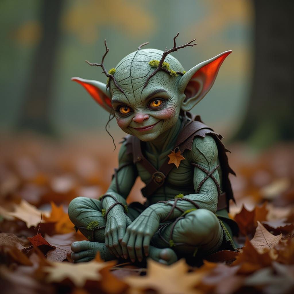 Woodland Goblin Portrait in Hyperrealistic Style