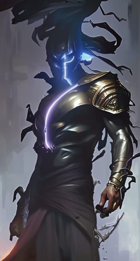 Solo Leveling Dark Power Portrait in Art Nouveau Style