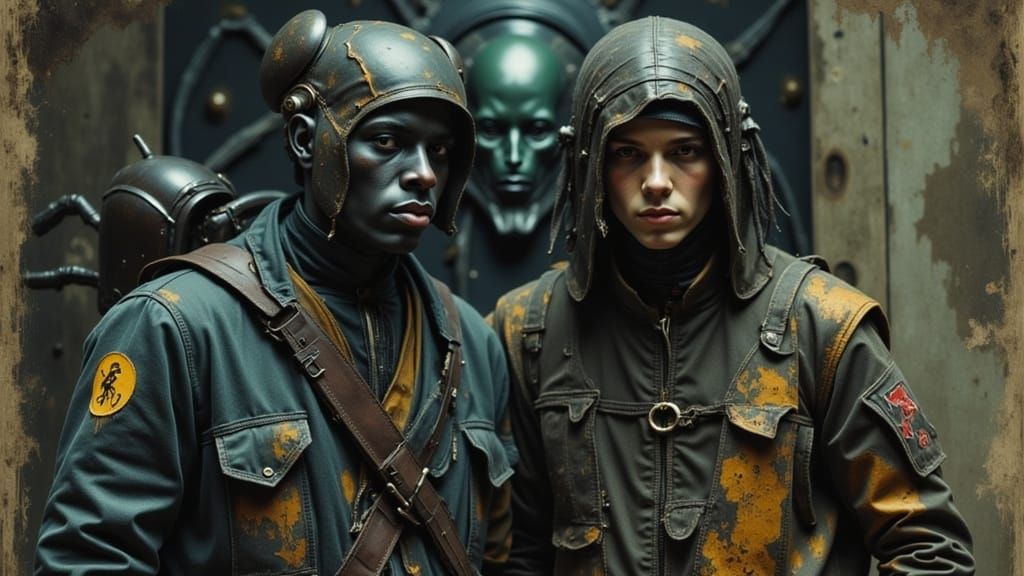 Space Crooks vs. Alien Guardian: Dark Fantasy Portrait