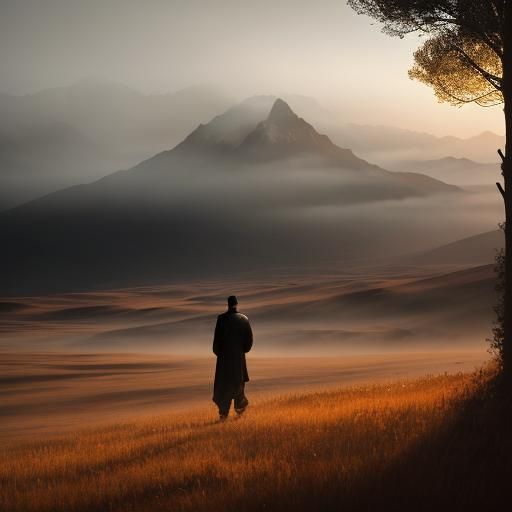 Afghan Man in Field: Cinematic HDR Photography