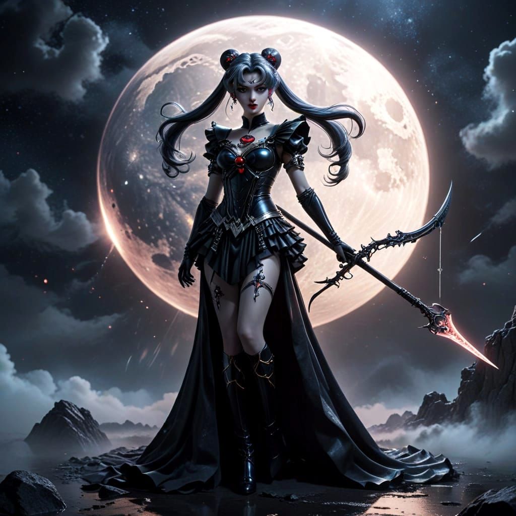 Gothic Sailor Moon with Scythe in Lunar Eclipse
