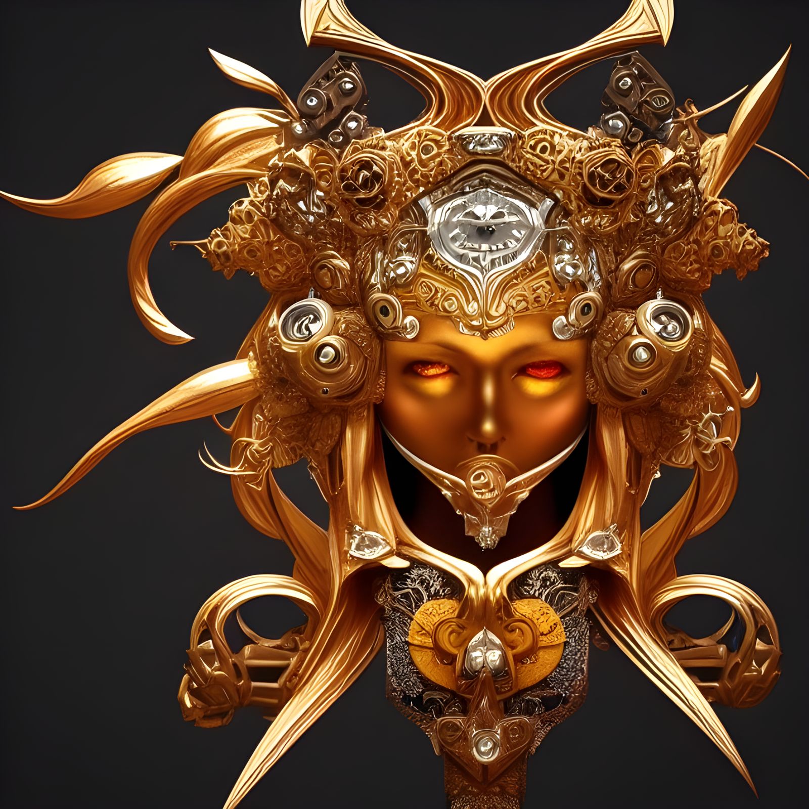 Ornate Medallion Design with Metallic Elements