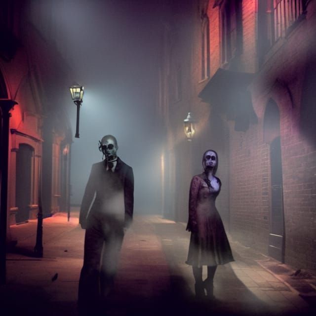 Zombies in Gothic Film Noir Alley
