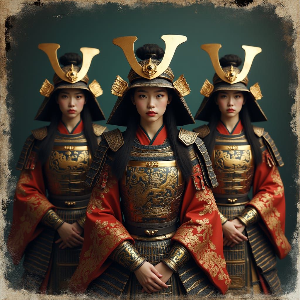 Female Samurai Warriors in Traditional Armor