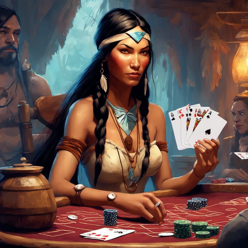 Pocahontas Plays Poker: A Digital Illustration