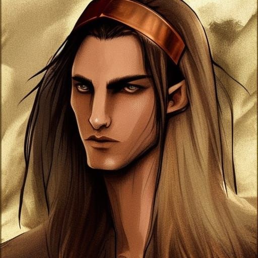 Weary Elvish Warrior Prince with Auburn Hair