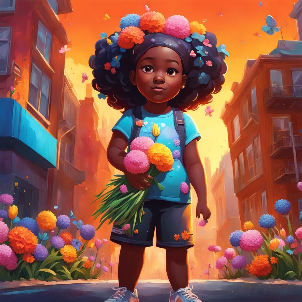 Graffiti Art: Girl with Flowers for Mother's Day